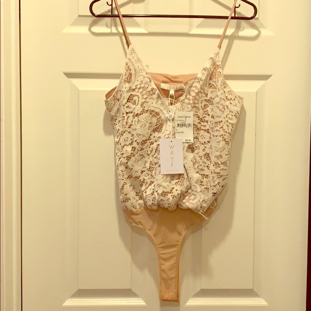 WAYF ivory lace top (bodysuit)
